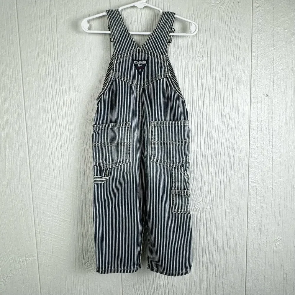OshKosh B'Gosh Vestbak Overalls Railroad Train Conductor Overalls Size 18M